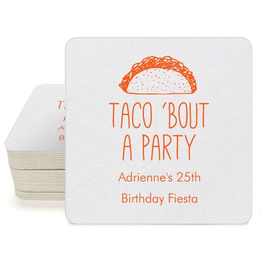Taco Bout A Party Square Coasters